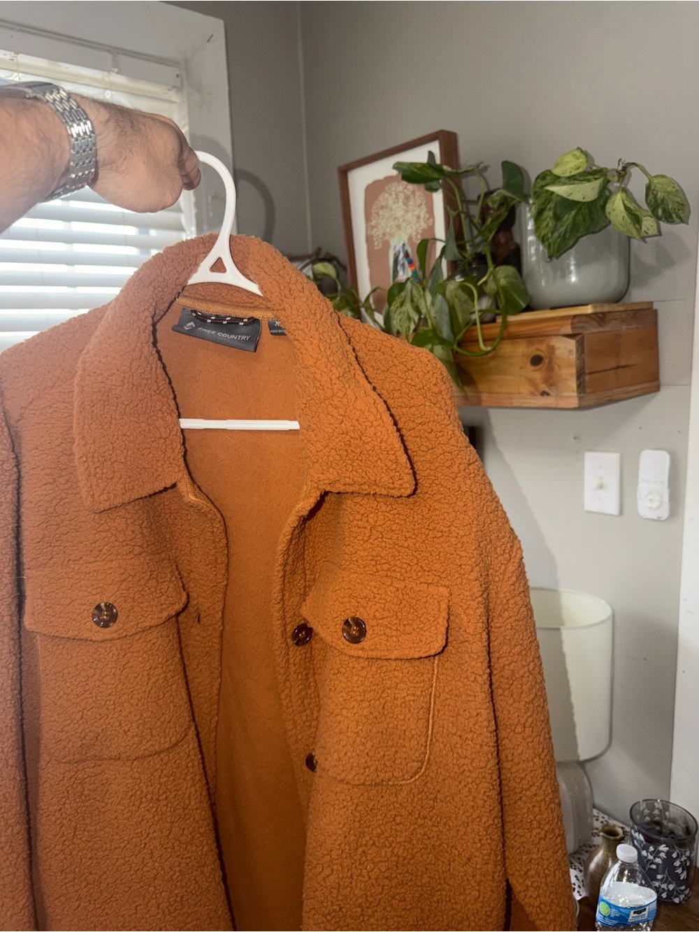Free Country Men's Rust Orange Sherpa Shirt Jacket